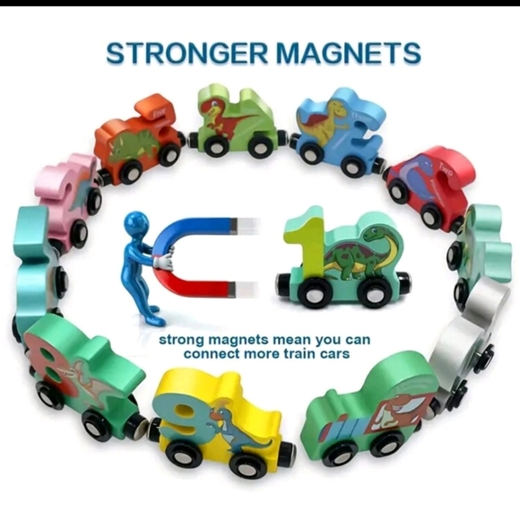 Magnetic Wooden Dinasour Train Set - Picture 3 of 8